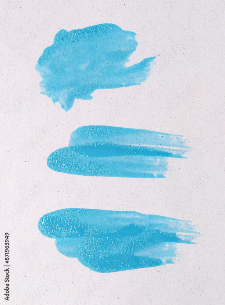 Light blue brush isolated on white art paper background.