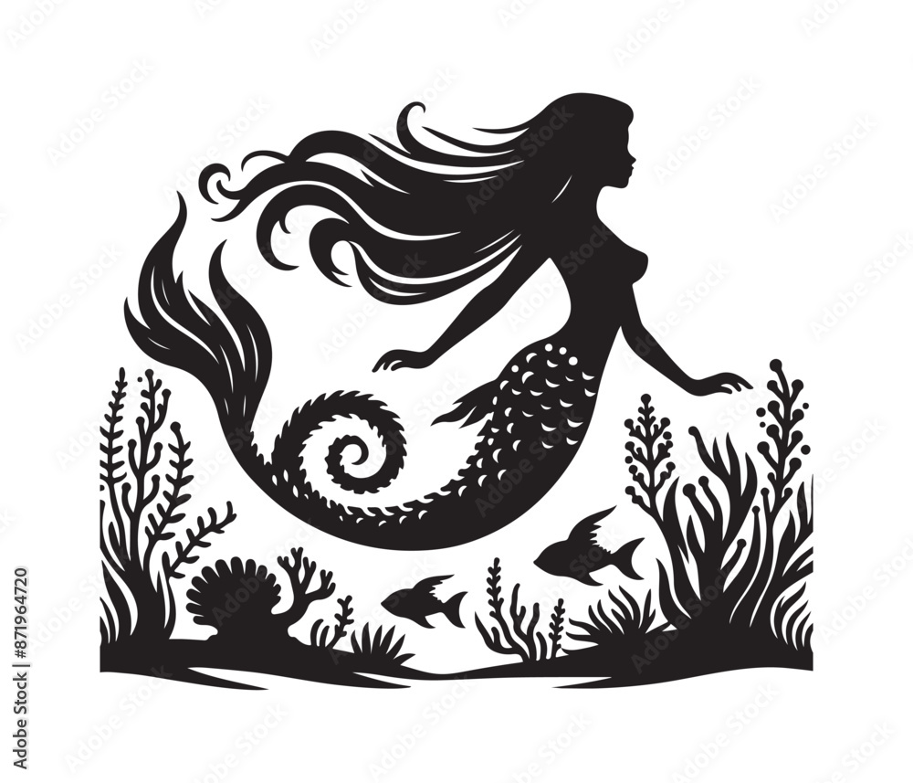 Fototapeta premium mermaid vector design,awesome mermaidsvg,high resolution printable mermaid atwork
