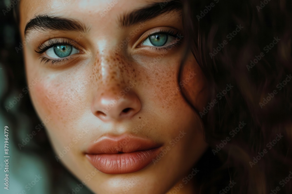 Fototapeta premium Close-up portrait of a stunningly beautiful young woman model