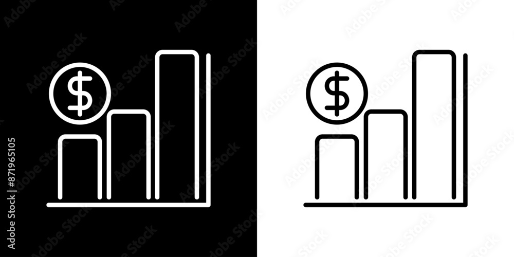 Obraz premium Financial graph icon. Business icon. Target. Admin. Work Team. Black icon. Silhouette.
