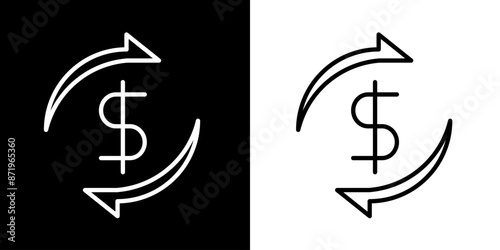 Money turnover icon. Business icon. Target. Admin. Work Team. Black icon. Silhouette.