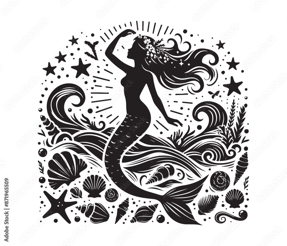 Fototapeta premium mermaid vector design,awesome mermaidsvg,high resolution printable mermaid atwork