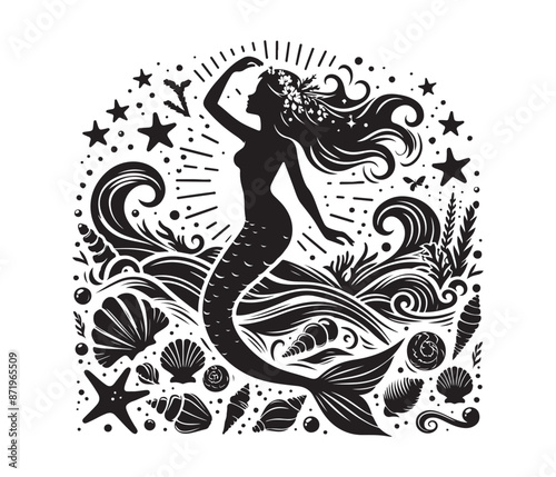 mermaid vector design,awesome mermaidsvg,high resolution printable mermaid atwork