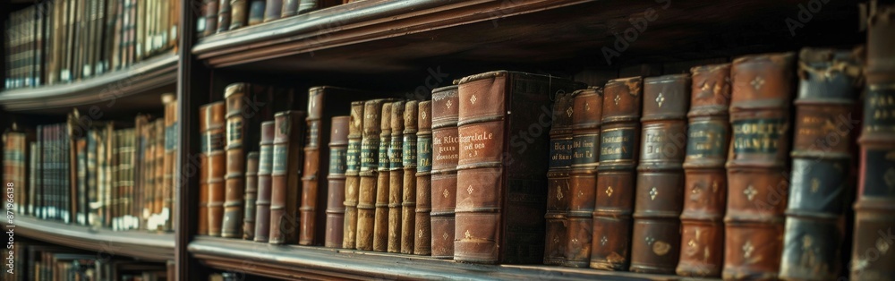 Focused Library Shelves in a Modern Setting Focused Library Shelves in a Modern Setting
