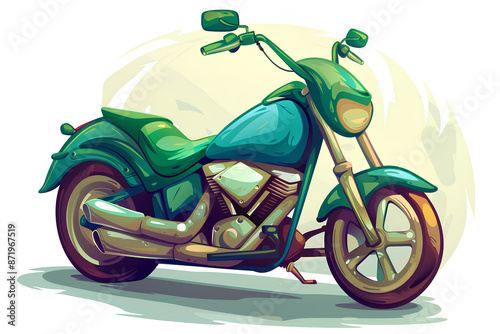 green motorbike vector 3d rendering on white background photo