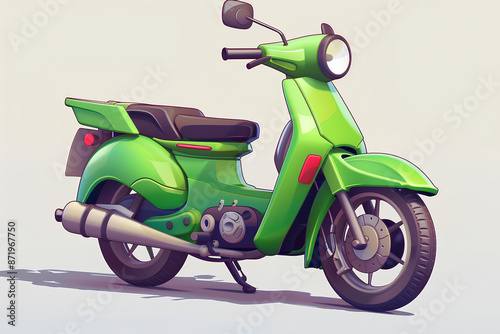 green motorbike vector 3d rendering on white background photo