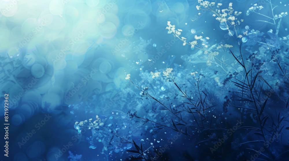 Fototapeta premium Abstract Blue Nature Background, Generative AI Illustration