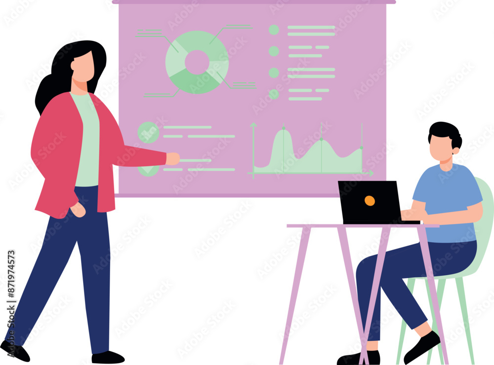 The girl is talking to the working boy.