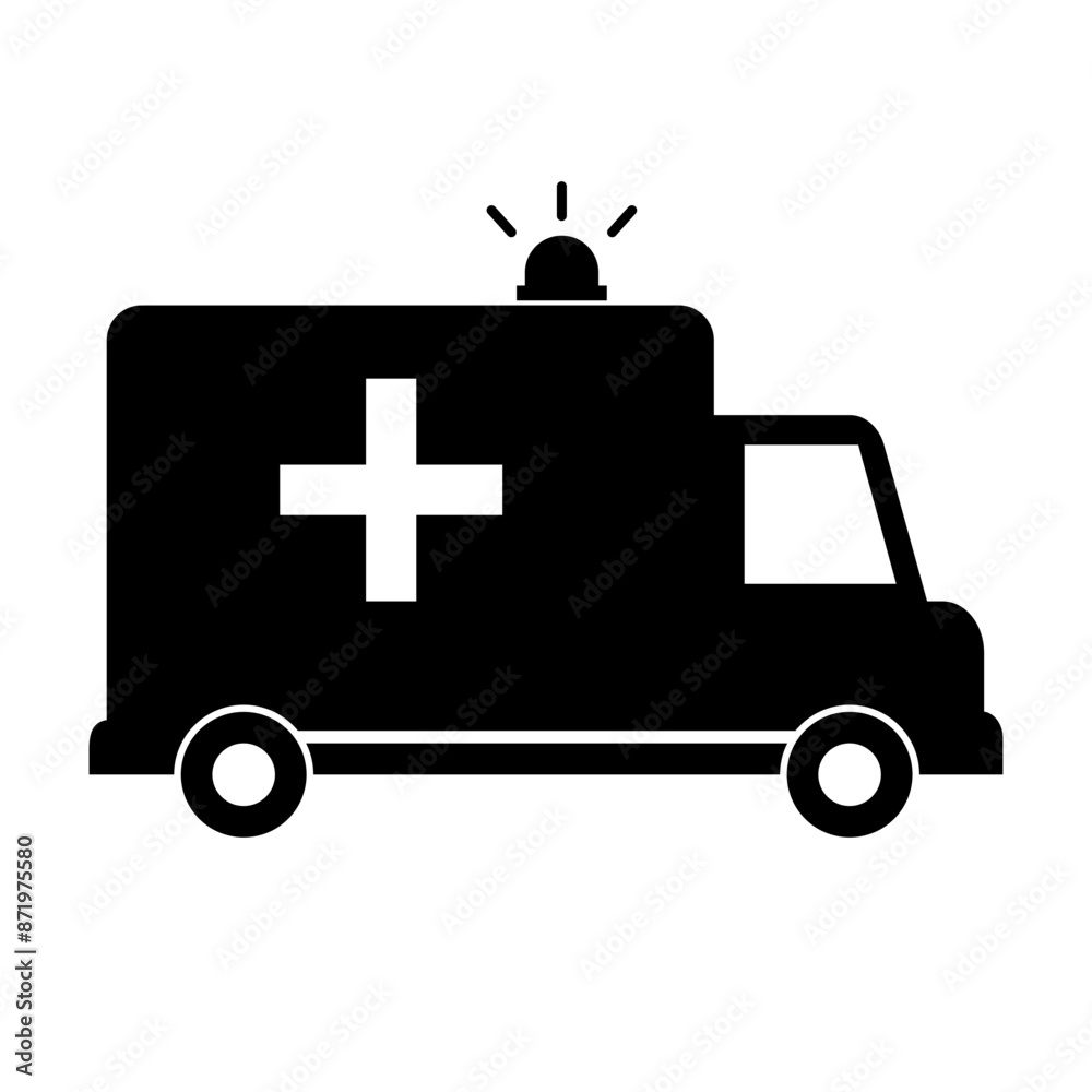 Simple ambulance silhouette icon. Vector. Simple ambulance silhouette icon. Vector.