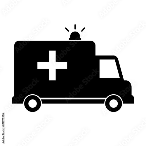 Simple ambulance silhouette icon. Vector.