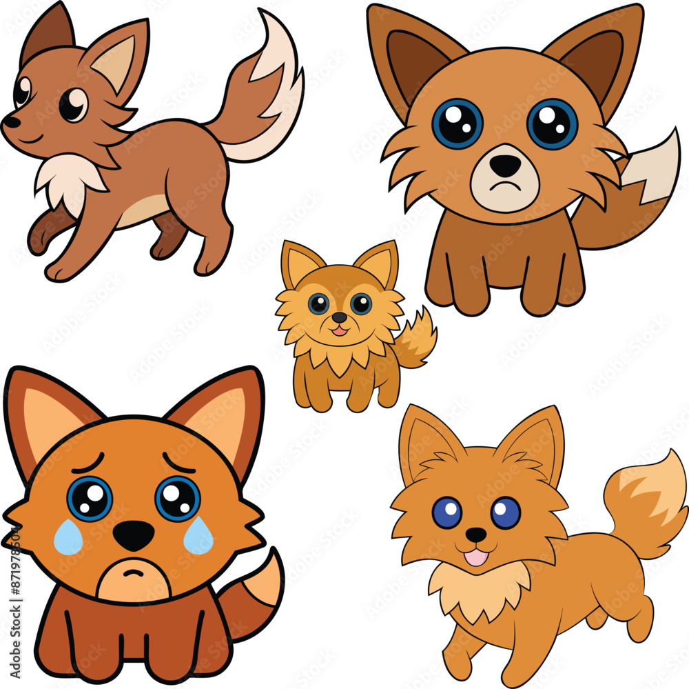 Yoranian dog flat design animal vector design Yoranian dog flat design animal vector design