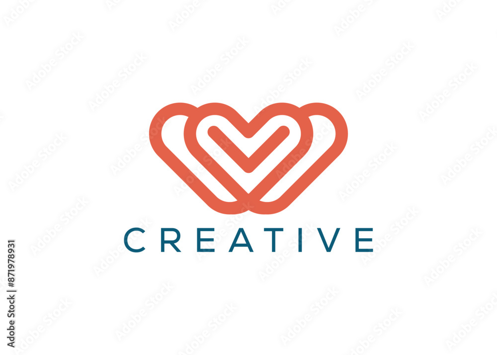 Minimal and professional letter w love logo design template Minimal and professional letter w love logo design template