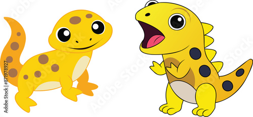 Yellow Spotted Lizard  flat  design animal  vector design