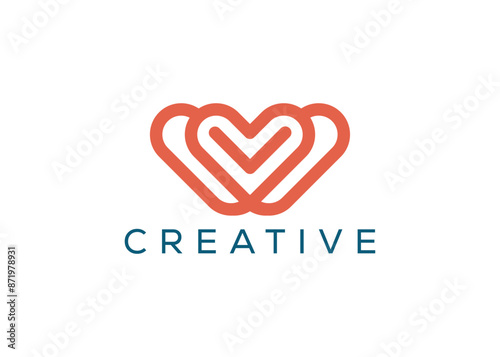 Wallpaper Mural Minimal and professional letter w love logo design template Torontodigital.ca
