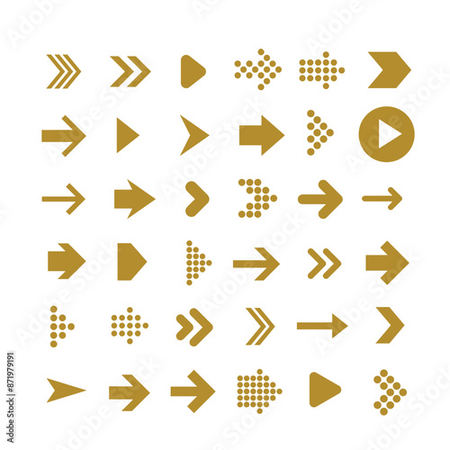 Gold Arrow Vector Icon Set Collection Design