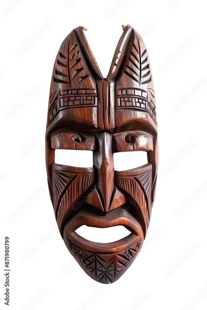African style wooden totem isolated on transparent background, PNG 