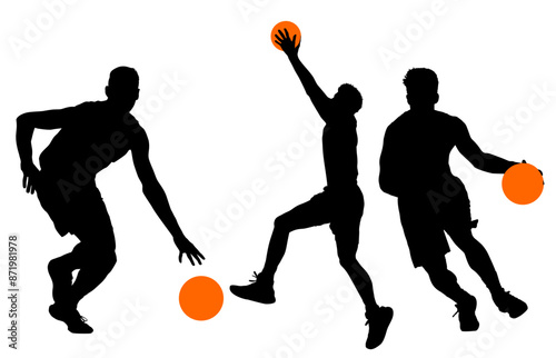 jugador de baloncesto, basketball, pegatina, vector, juego, baloncesto, siluetas, entrenamiento, deportistas