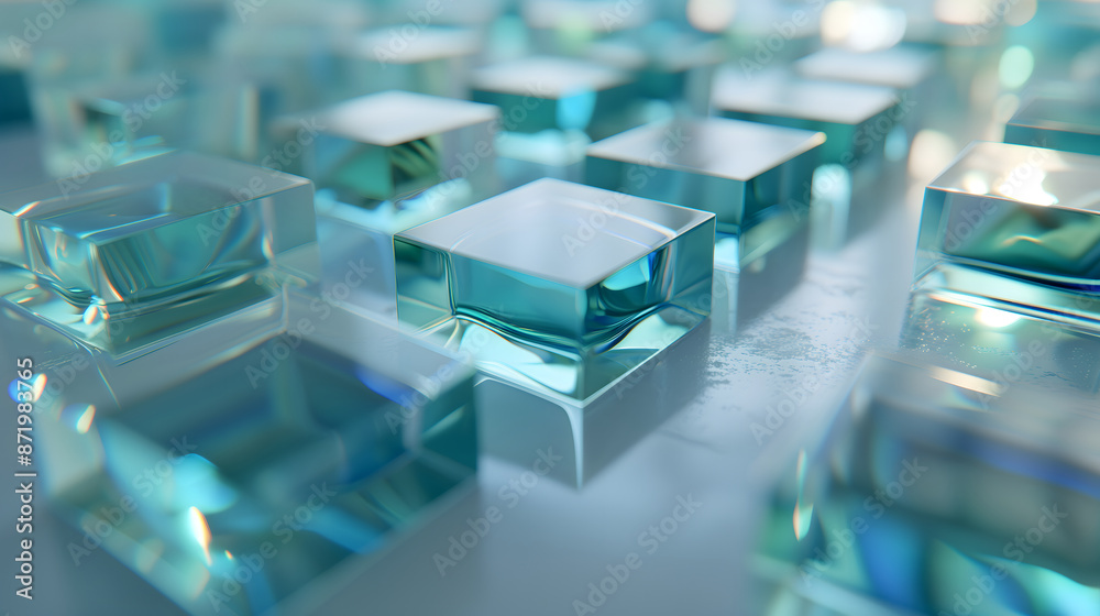 Blue Geometric Cubes Abstract Background Blue Geometric Cubes Abstract Background