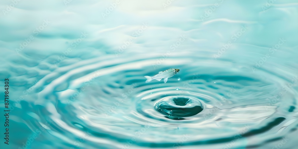 Water drop transforms into fish shape as it dives into water. Concept Hydrodynamic, Transforming, Water Drop, Fish Shape, Splash Water drop transforms into fish shape as it dives into water. Concept Hydrodynamic, Transforming, Water Drop, Fish Shape, Splash