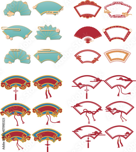 Chinese style China-Chic fan illustration