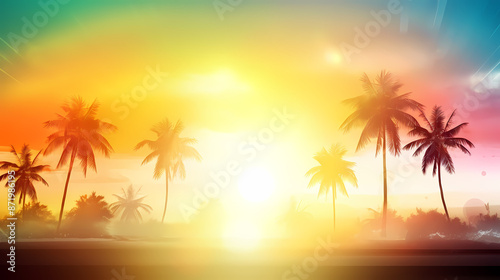 Summer holidays sunset with defocused lights vector image