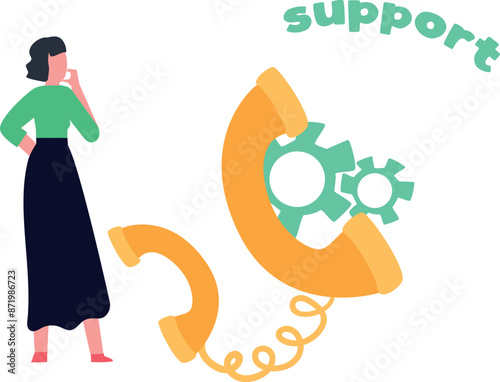 The girl is getting a call from the support center.