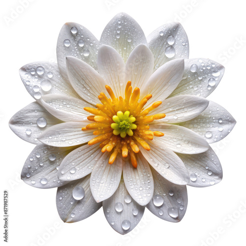 top view of beautiful bloodroot flower isolated on transparent background photo