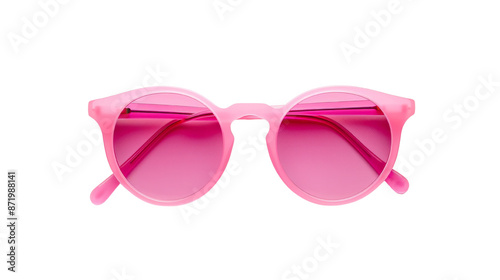 Trendy pink sunglasses with round frames. Stylish accessory perfect for summer or any bright day. Ideal for fashion and eyewear collections. transparent background.