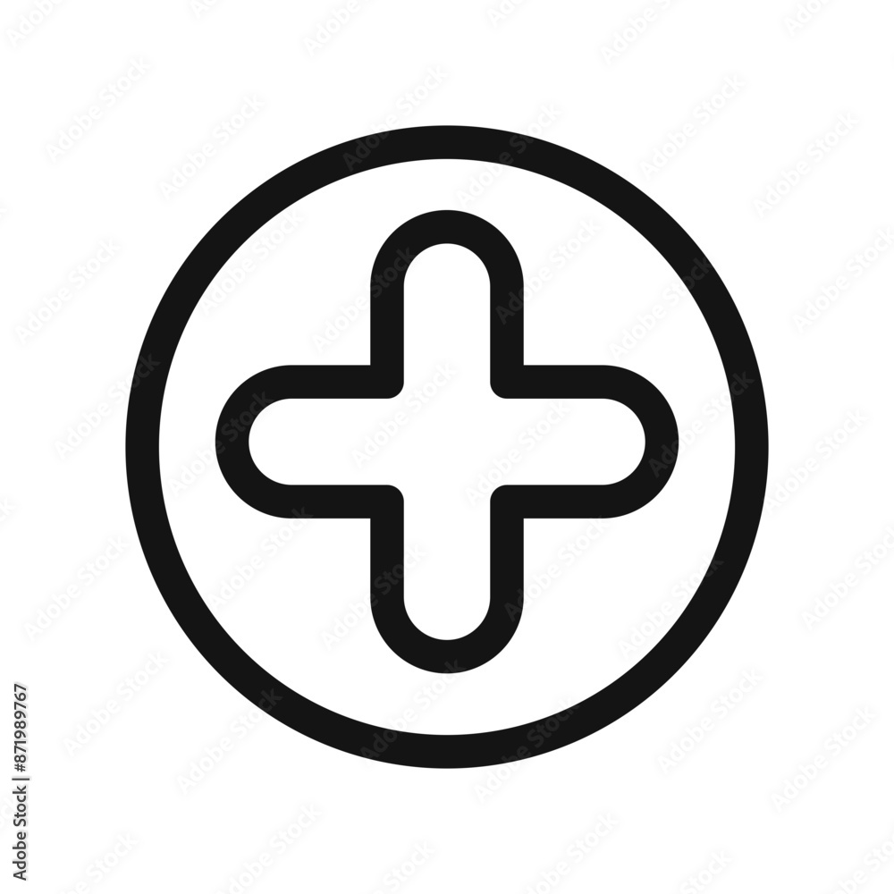Obraz premium Add Icon black and white vector sign