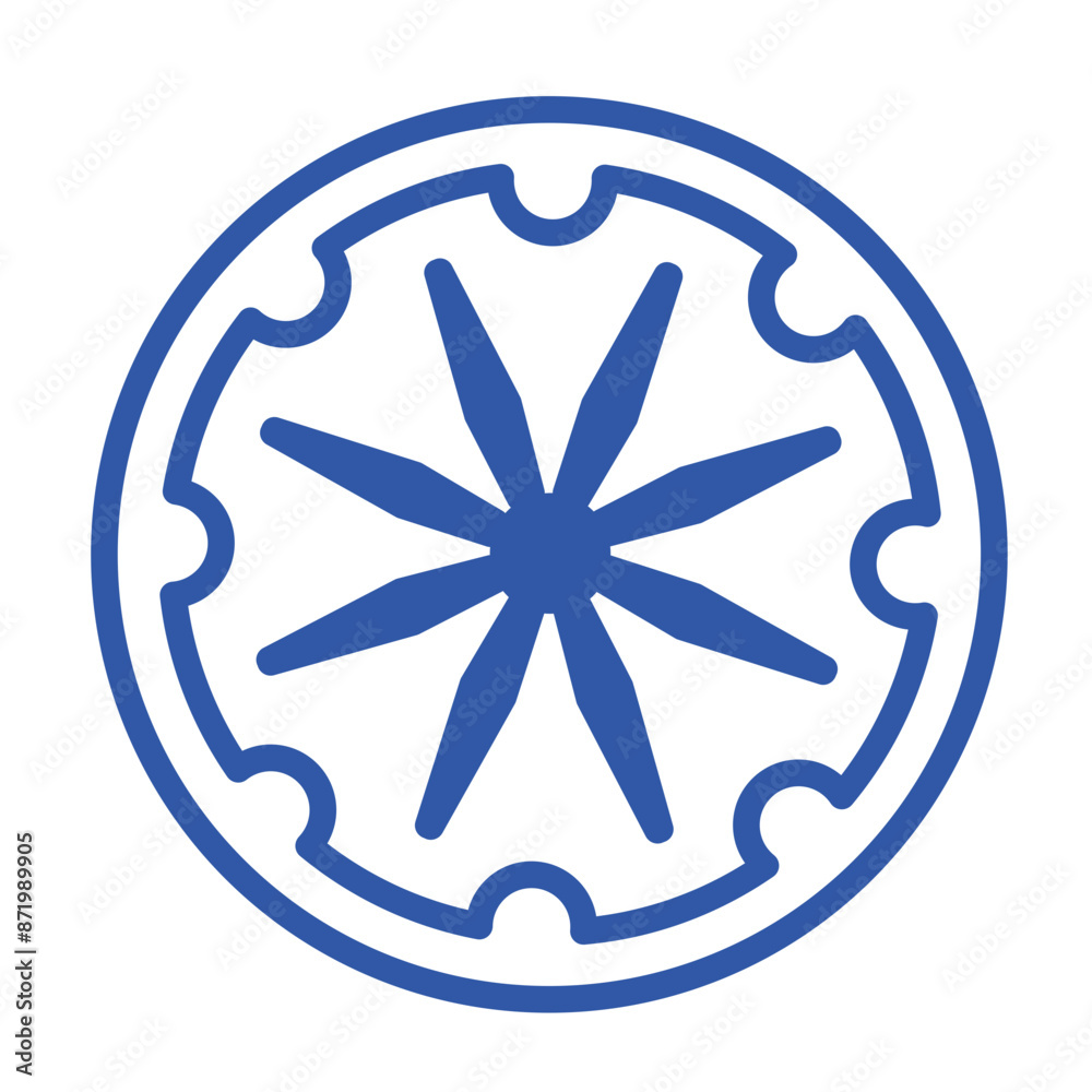 Ashoka Wheel icon black and white vector sign Ashoka Wheel icon black and white vector sign