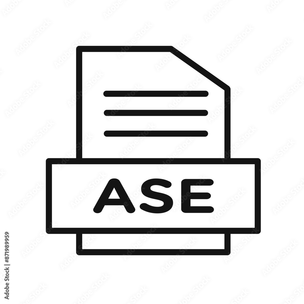 ASE FILE DOCUMENT ICON black and white vector sign ASE FILE DOCUMENT ICON black and white vector sign