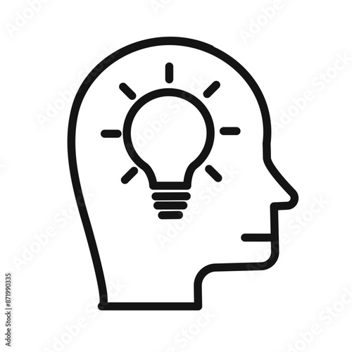 Brain idea icon black and white vector sign