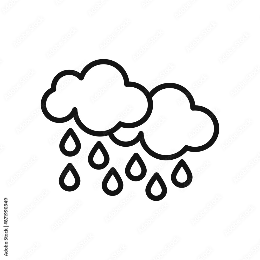 Rain icon black and white vector sign Rain icon black and white vector sign