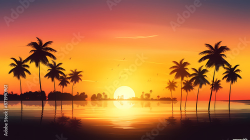 Summer holidays sunset with defocused lights vector image