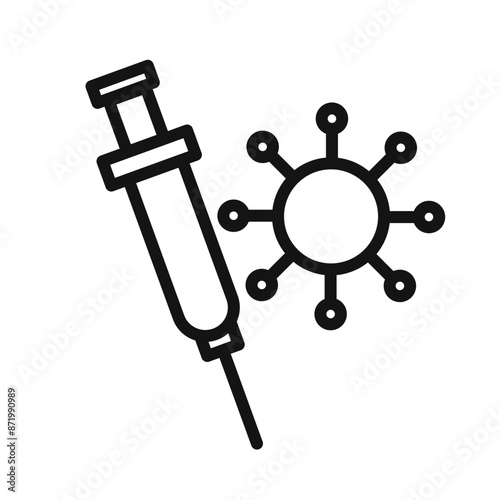 Covid 19 vaccine icon black and white vector sign