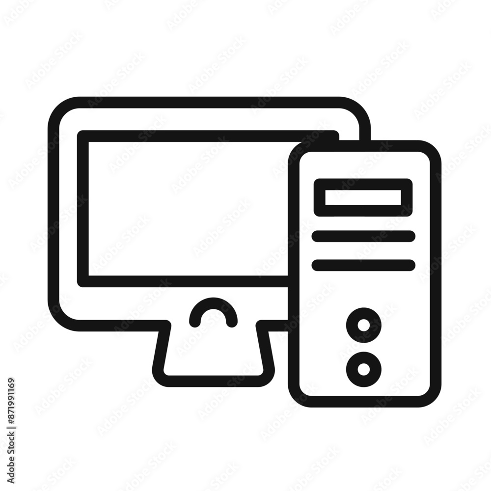 Desktop computer icon black and white vector sign Desktop computer icon black and white vector sign