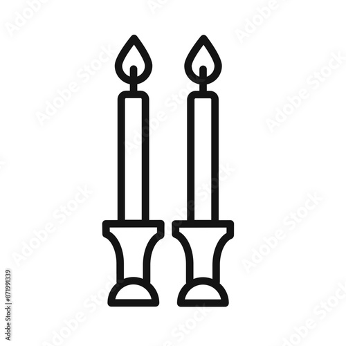 Shabbat candles icon black and white vector sign