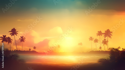 Summer holidays sunset with defocused lights vector image