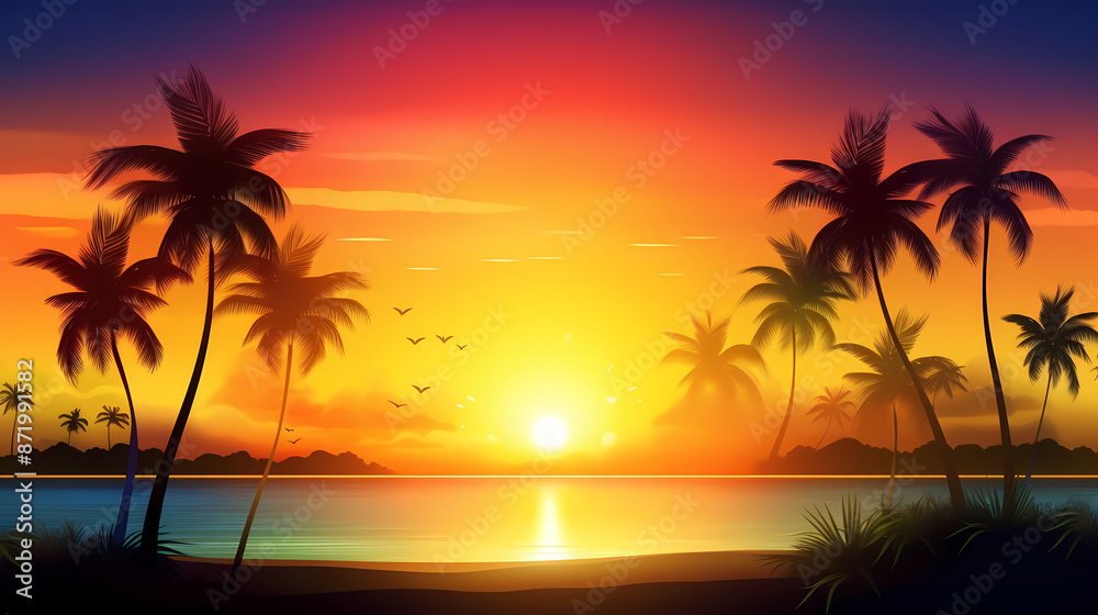 Summer holidays sunset with defocused lights vector image Summer holidays sunset with defocused lights vector image