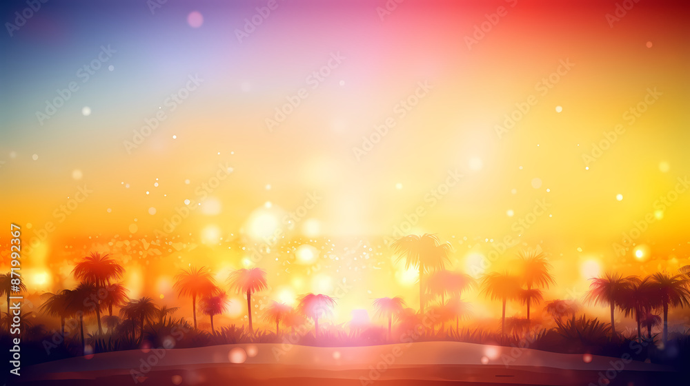 Summer holidays sunset with defocused lights vector image Summer holidays sunset with defocused lights vector image