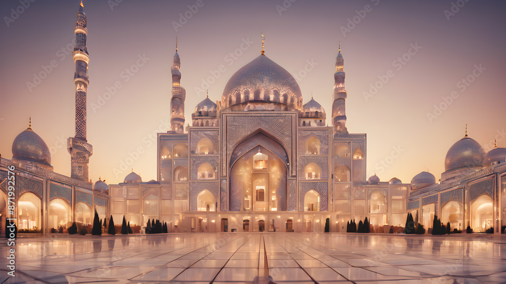 Fototapeta premium Artifical Intelligence generated mosquearchitecture illustration. AI generated image. ai