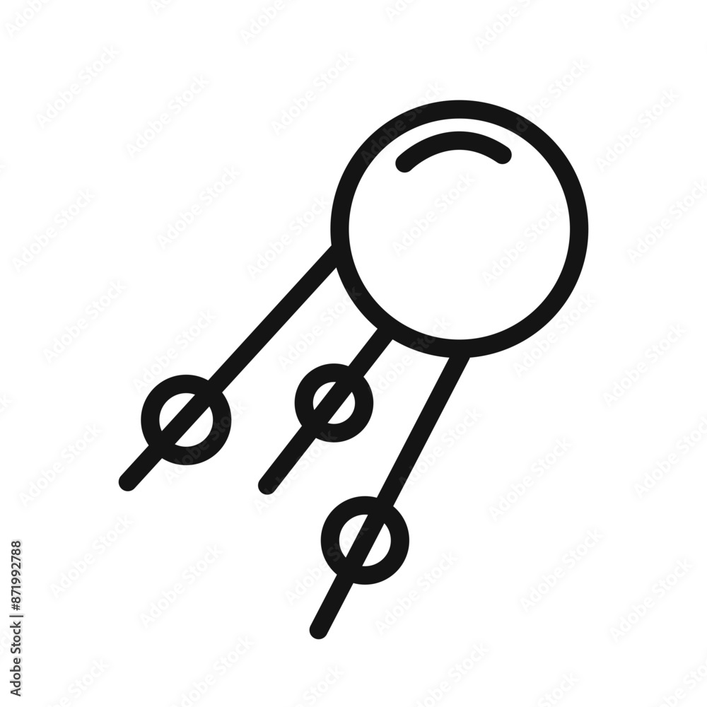 Linear sputnik icon black and white vector sign Linear sputnik icon black and white vector sign