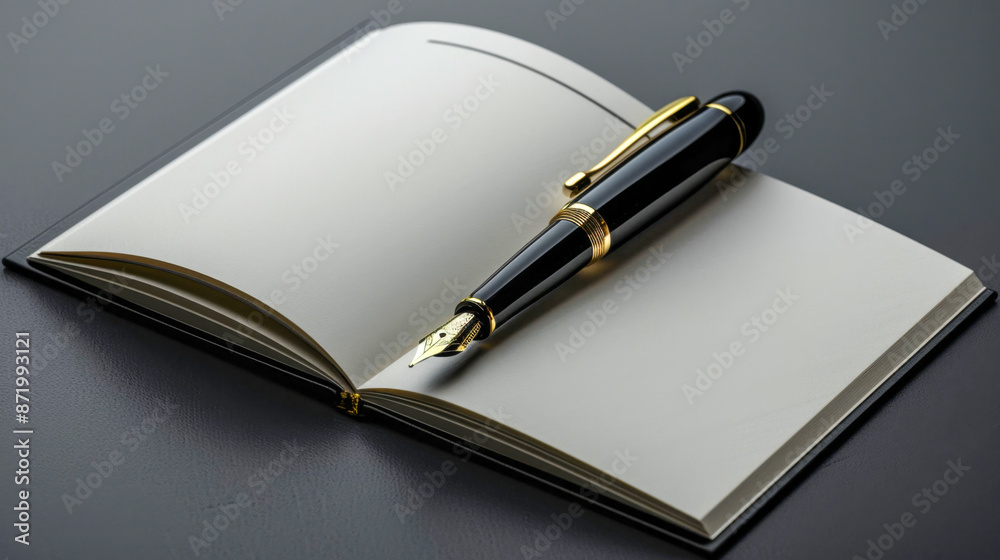 An open notebook with a fountain pen symbolizes creativity, ideas, and the beginning of a new journey or project....... An open notebook with a fountain pen symbolizes creativity, ideas, and the beginning of a new journey or project.......