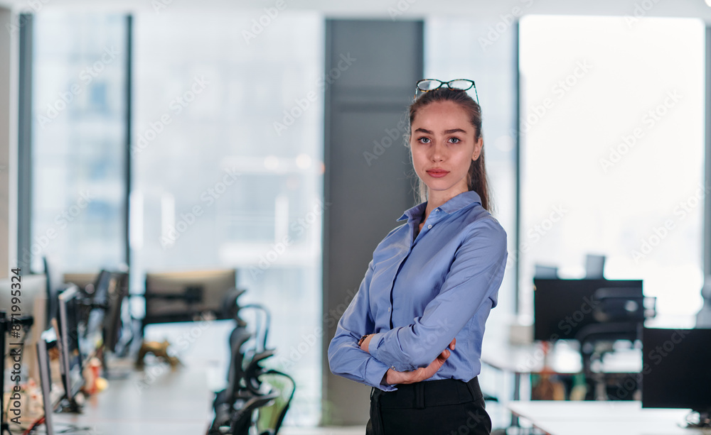 Confident Businesswoman: Blonde Executive Demonstrating Leadership with Crossed Arms. Confident Businesswoman: Blonde Executive Demonstrating Leadership with Crossed Arms.