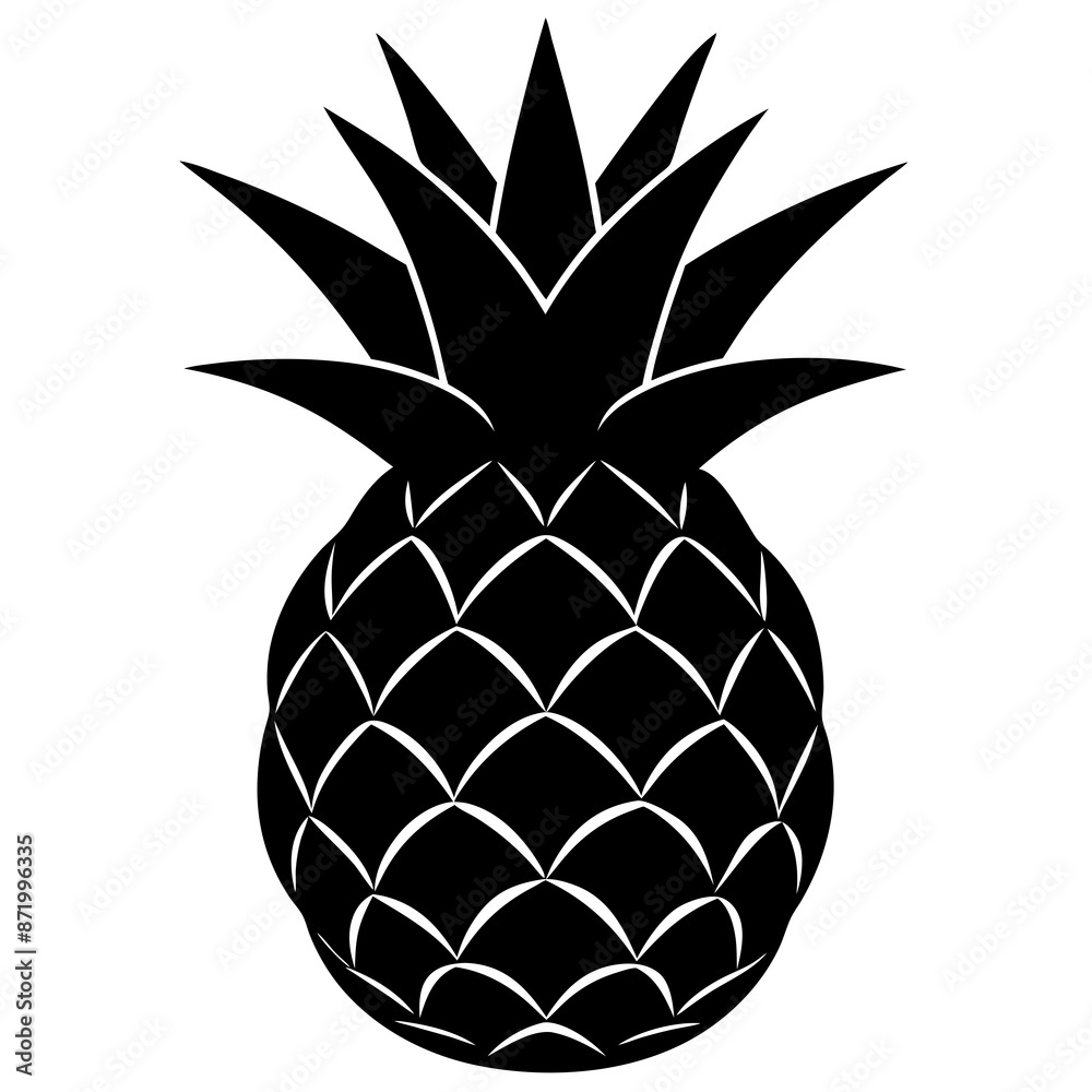 Striking Pineapple Silhouette Vector with Spiky Crown: Ideal for Your Creative Projects Striking Pineapple Silhouette Vector with Spiky Crown: Ideal for Your Creative Projects