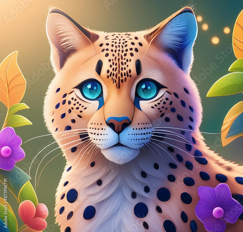 A Cute Cartoonish Leopard by A.I. generated