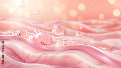 Realistic Collagen Facial Treatment with Transparent Bubbles