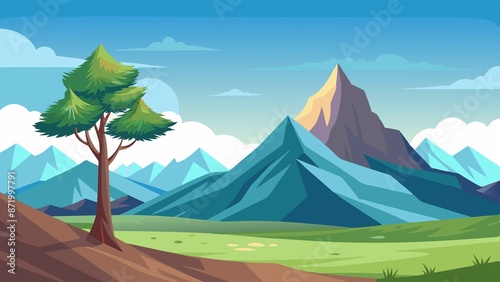 tree, wilderness, nature, isolation, Mountainous Landscape with Single Tree
