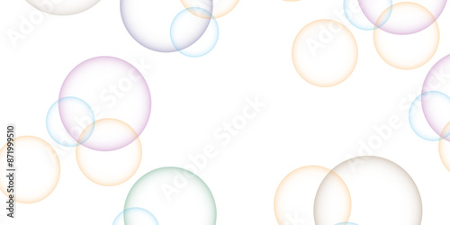 Colorful bubbles. Abstract, Colorful transparent pink, blue and soap bubbles floating in the air. Modern abstract light pink bubble background with circles. Banner pattern with copy space illustration