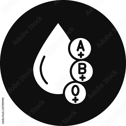 Blood Types Glyph Black Circle Icon
